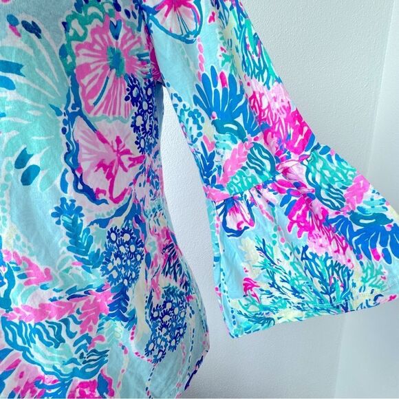 Lilly Pulitzer Ginger Top Floral Green V Neck SZ XXS NWOT - Picture 8 of 13